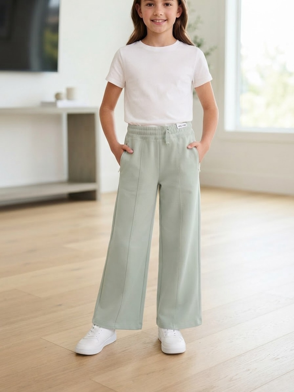 Old Navy Sage Green Wide-Leg Pull-On Joggers for Kids